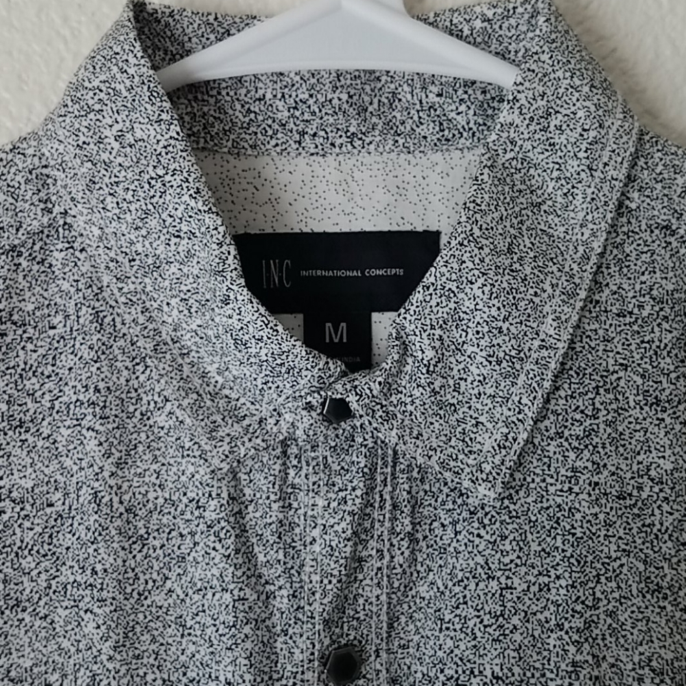 INC Black White Mens Ombre Button Up Shirt - Picture 3 of 12